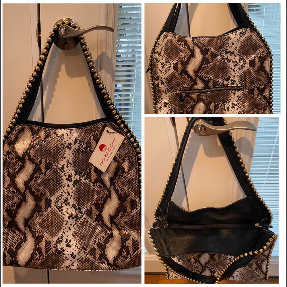 Big Buddha Grayson Snakeskin Print Vegan Leather